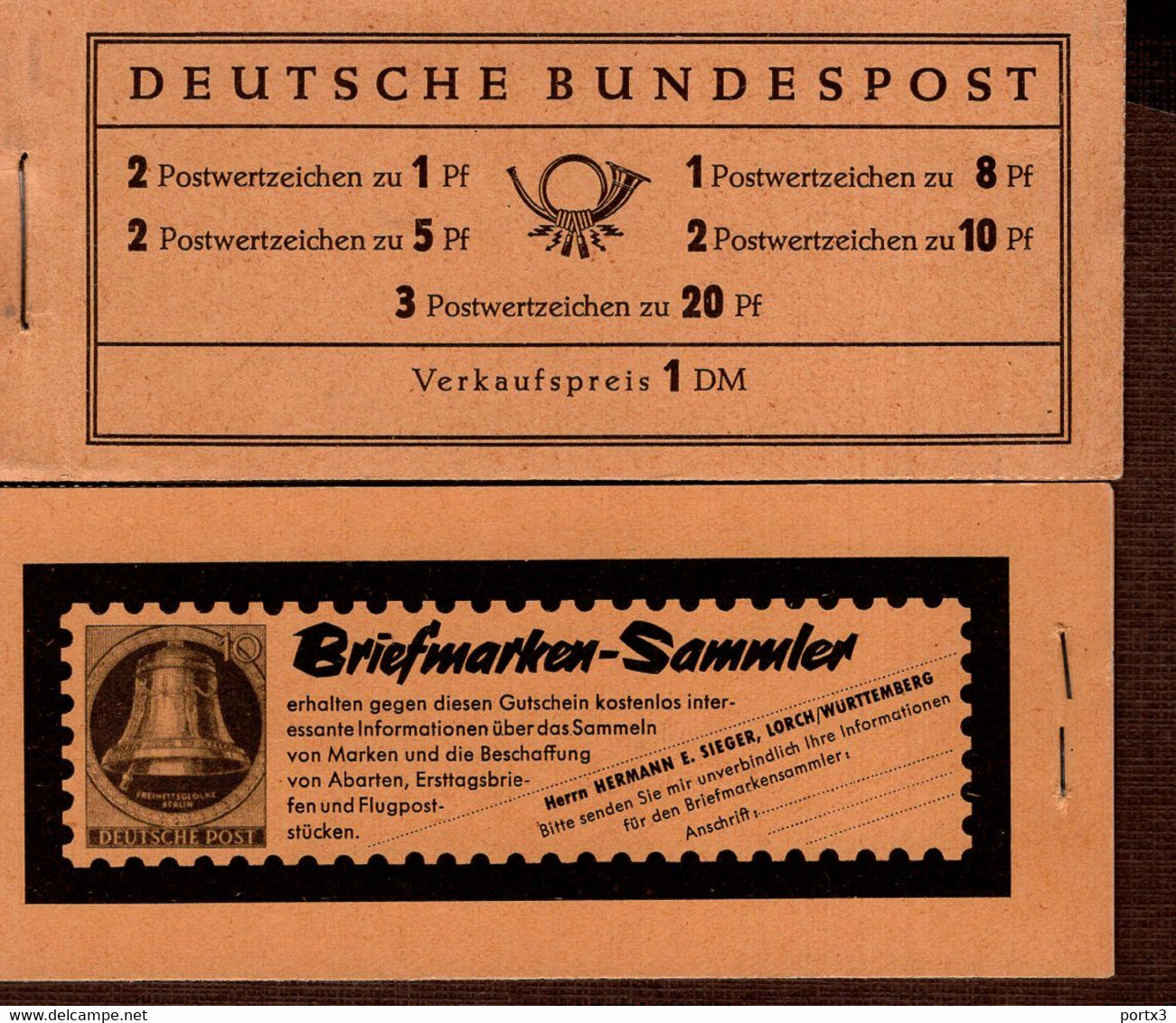 Markenheftchen Bund Postfr. MH 04 Y II Theodor Heuss MNH ** Neuf (9)  Randstreifen Grau - 1951-1970