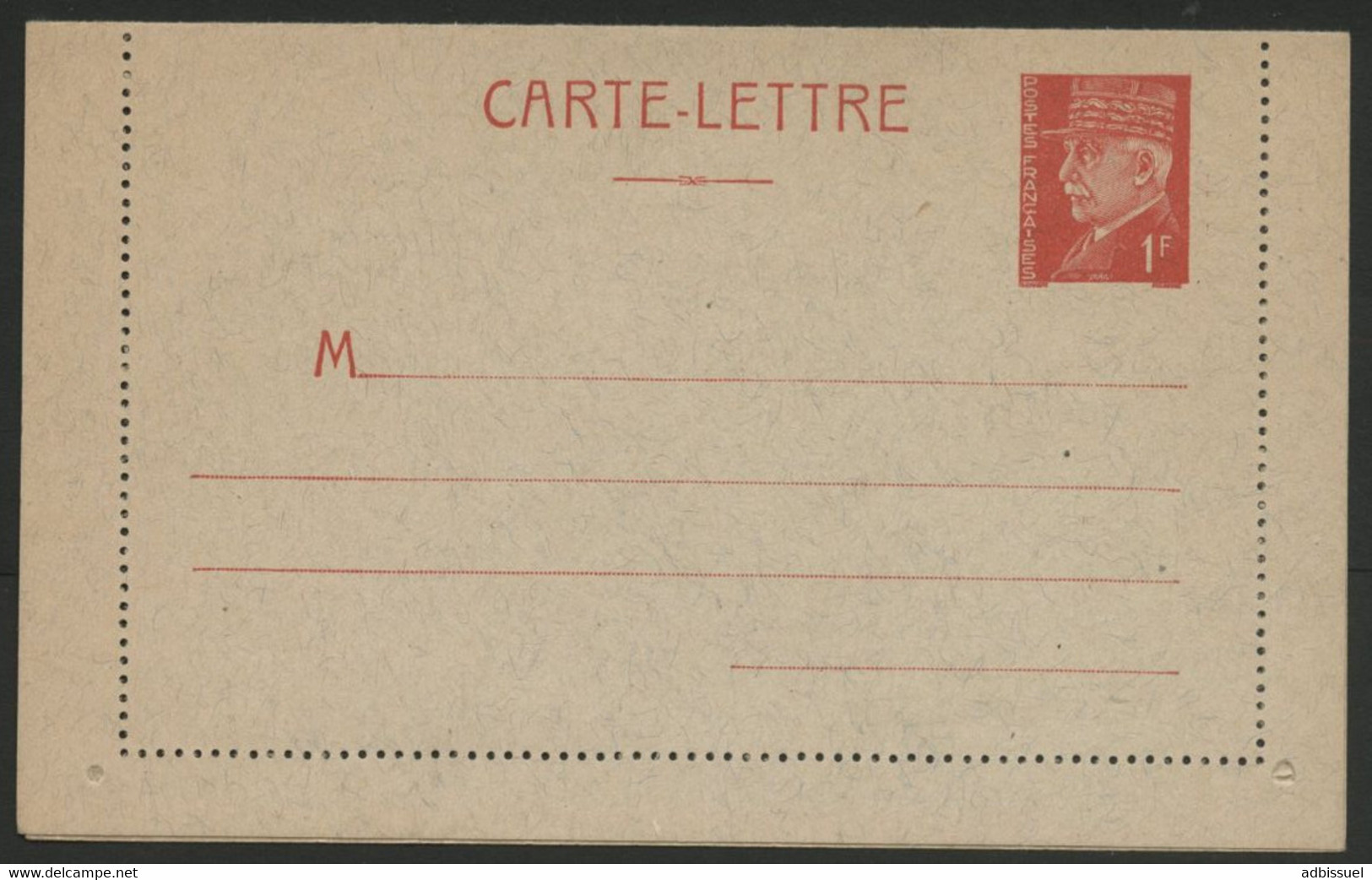 1941 CARTE LETTRE N° PET C1 COTE 45 € Pétain 1 Fr. Carte Neuve. TB - Kaartbrieven