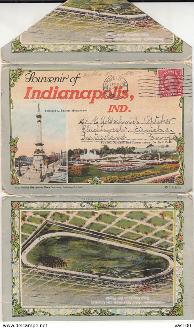 CPA INDIANAPOLIS- DIFFERENT VIEWS, CAPITOL, PANORAMAS, PARKS, IMPORTANT BUILDINGS, 18 PAGES, LEPORELLO - Indianapolis