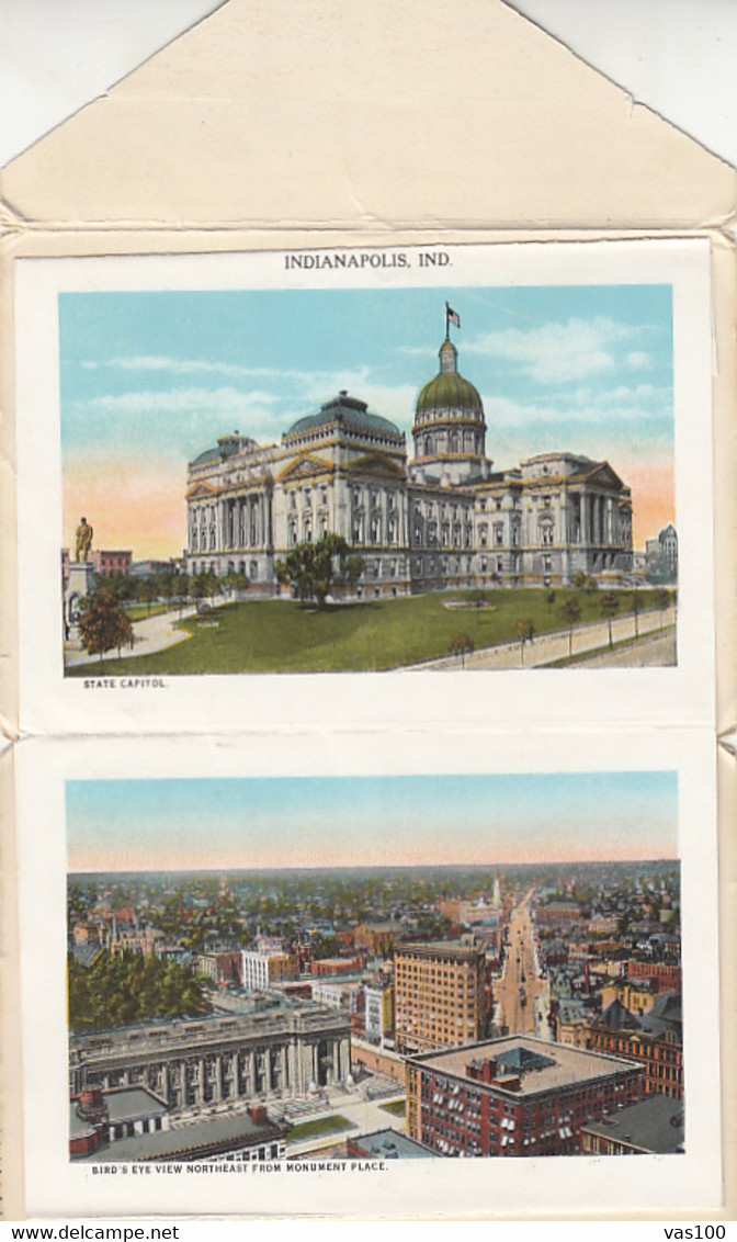 CPA INDIANAPOLIS- DIFFERENT VIEWS, CAPITOL, PANORAMAS, PARKS, IMPORTANT BUILDINGS, 18 PAGES, LEPORELLO - Indianapolis