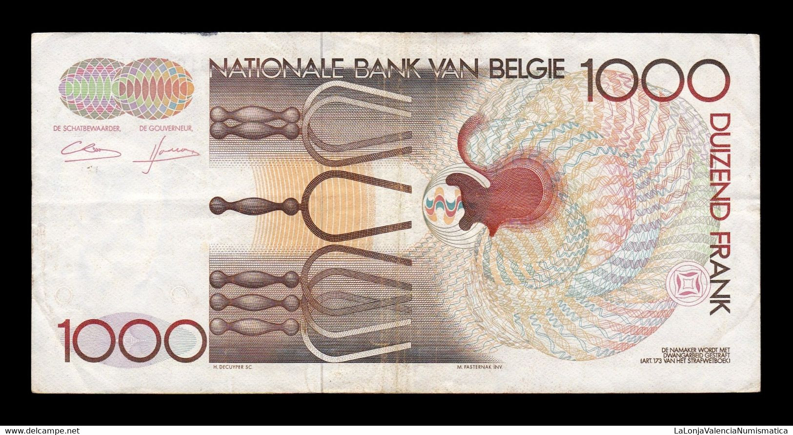 Bélgica Belgium 1000 Francs 1980-1996 Pick 144a(4) MBC VF - 1000 Francs