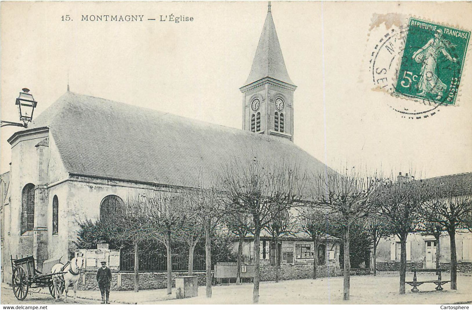 CPA 95 Val D'Oise MONTMAGNY L'Eglise - Attelage - Montmagny