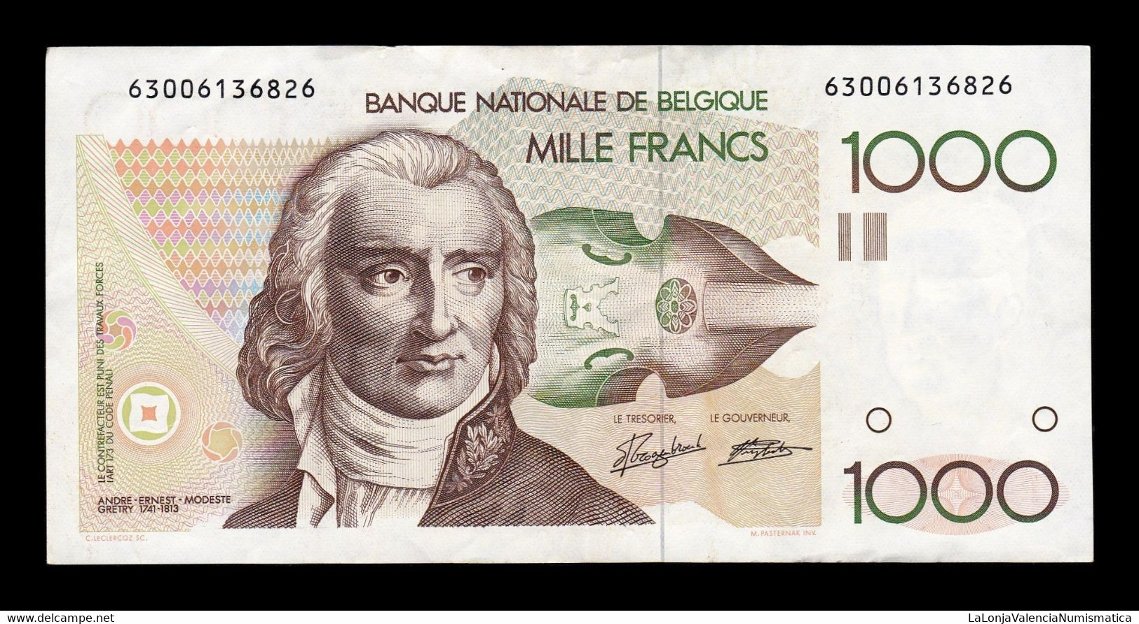 Bélgica Belgium 1000 Francs 1980-1996 Pick 144a(6) MBC VF - 1000 Francs