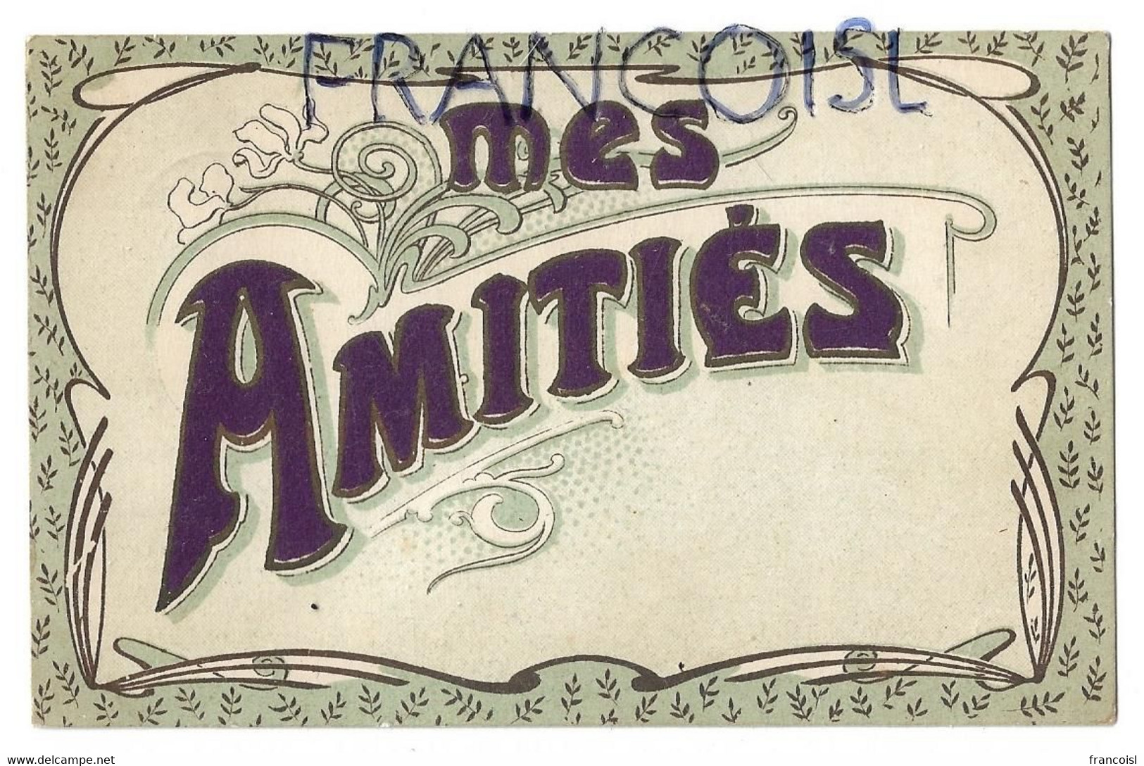 Carte Art Nouveau. "Mes Amitiés" - Other & Unclassified