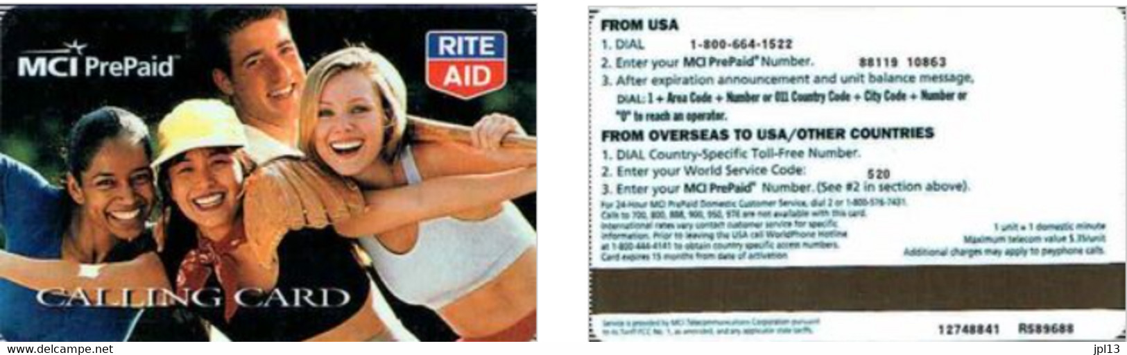 Carte Prépayée Magnétique - Etats-Unis - MCI - RITE AID - [3] Magnetic Cards