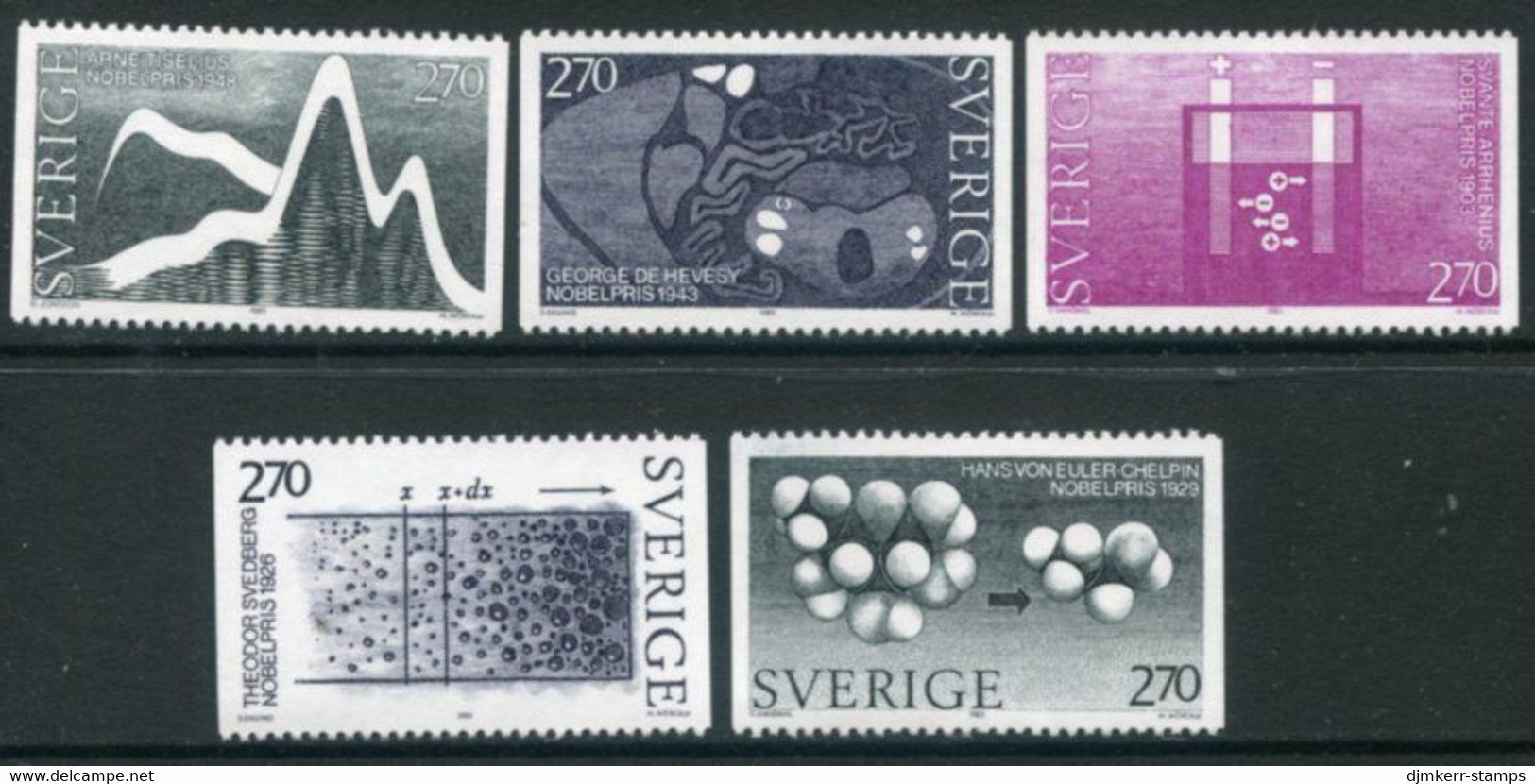 SWEDEN 1983 Nobel Chemistry Prize MNH / **.  Michel 1262-66 - Unused Stamps