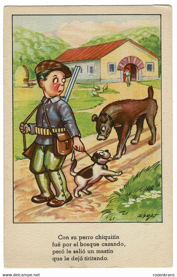 CPA Illustrator Illustrateur Humour ZSOLT Español Chasseur Hunting Jacht Jager Chien Dog Hund Hond Geweer Gun Fusil - Zsolt