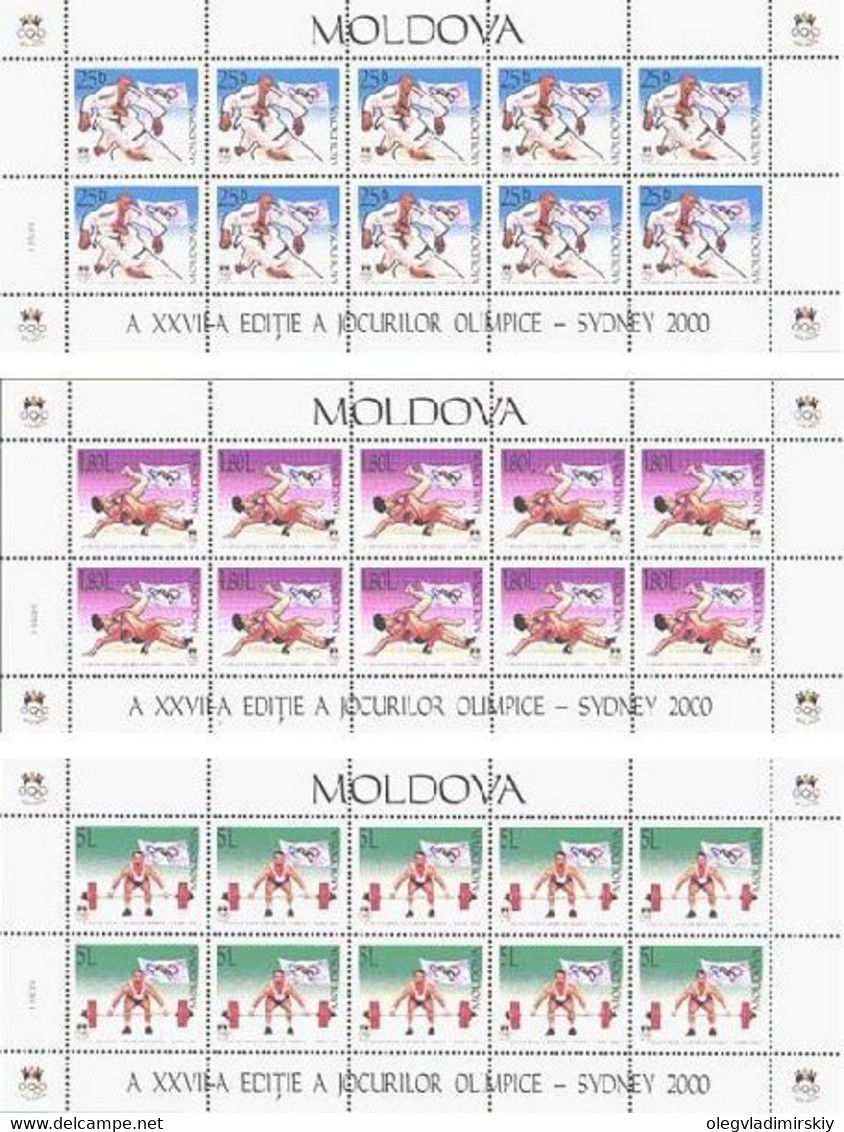 Moldavia Moldova 2000 Olympic Games In Sydney Set Of 3 Sheets Of 10 Stamps - Sommer 2000: Sydney - Paralympics