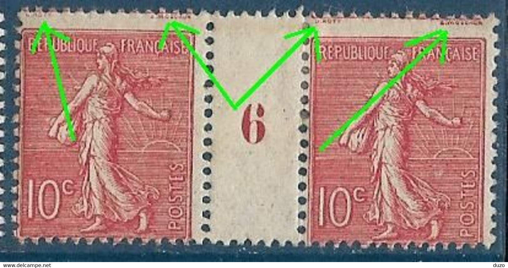 Semeuse Lignée Piquage à Cheval Avec Signature Du Graveur En Haut  10 C. Rose - Y&T N° 129 Neuf * (TB). - Unused Stamps