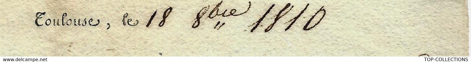 1810 LETTRE DE VOITURE ROULAGE TRANSPORT FLUVIAL PAR EAU PAR BARQUE    Barre Frères & Cie à Toulouse Pour Bousquet Agde - 1800 – 1899