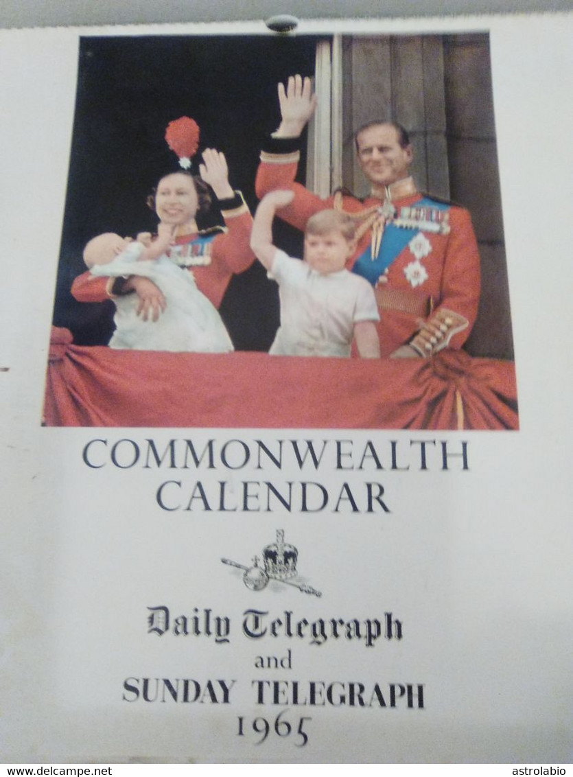 Commonwealth Calendar 1965, Daily Telegraph, Elizabeth II Queen Of England, British Royal Family, 36 X 34 Cm. 13 Scan - Grand Format : 1961-70