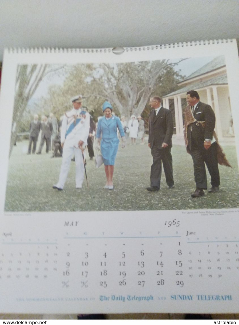 Commonwealth Calendar 1965, Daily Telegraph, Elizabeth II Queen of England, British Royal Family, 36 x 34 cm. 13 scan