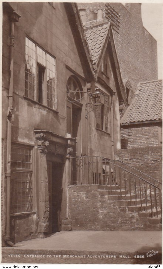 York UK, Entrance To Merchant Adventurers' Hall, C1910s Vintage Real Photo Postcard - York