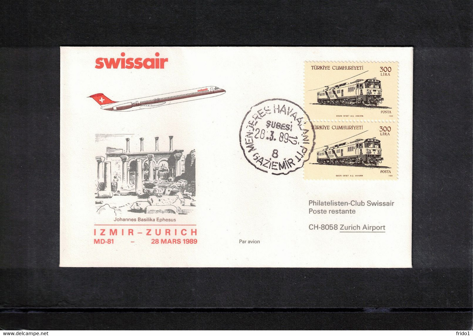 Turkey 1989 Swissair First Flight Izmir - Zurich Interesting Cover - Briefe U. Dokumente