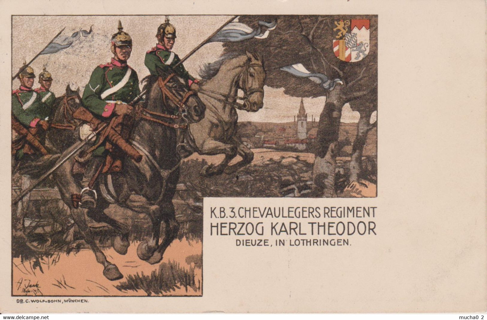 57 - DIEUZE - LITHO REGIMENT CHEVAULEGERS HERZOG KARL THEODOR - Dieuze