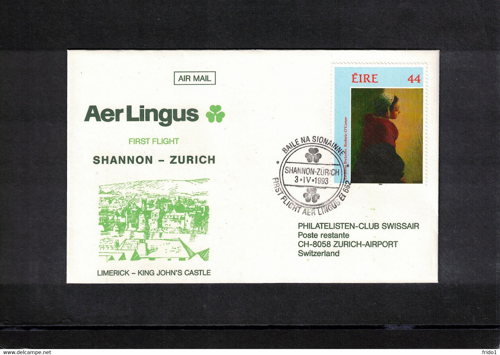 Ireland 1993 Aer Lingus First Flight Shannon - Zurich Interesting Cover - Storia Postale