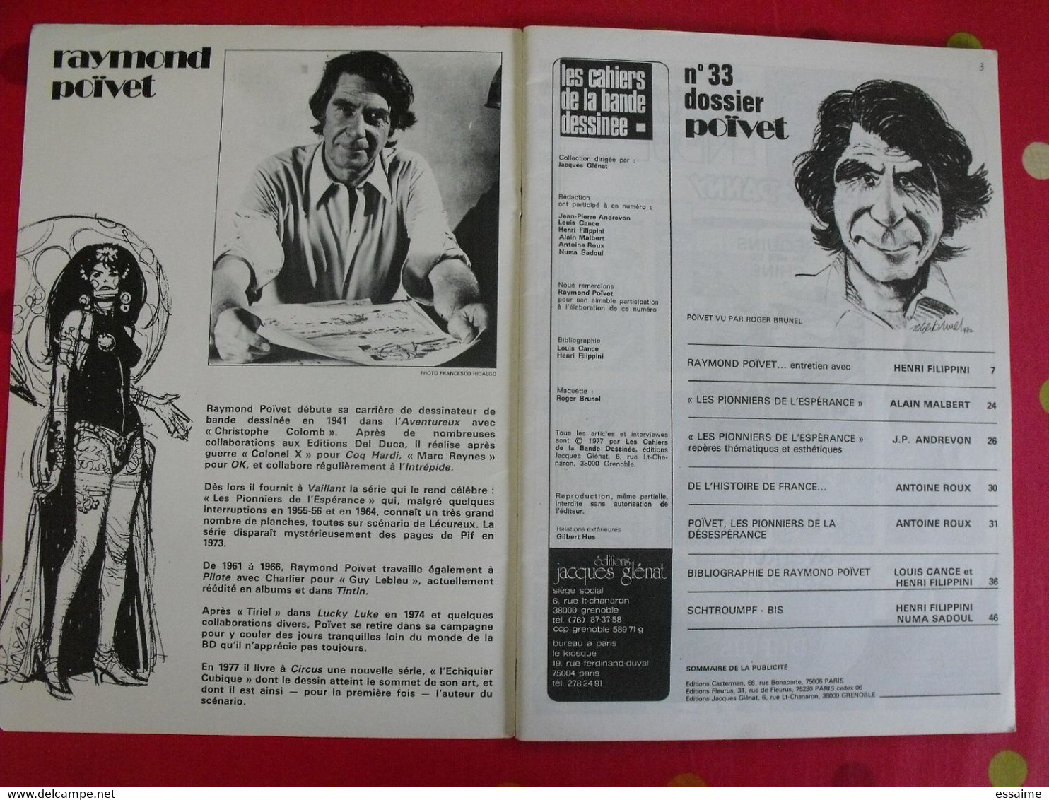 Schtroumpf N° 33. Raymond Poïvet. Les Cahiers De La Bande Dessinée 1977. Pionniers De L'espérance - Sonstige & Ohne Zuordnung