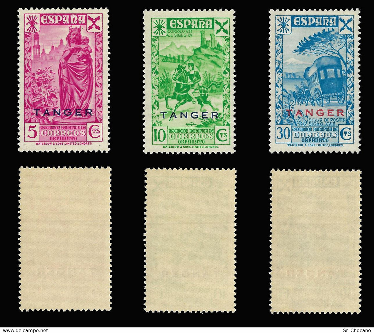 TANGER.BENEFICENCIA.1943.Hª Correo.Serie.No Circulados. Nuevo**.Edifil 17-22 - Mariannes