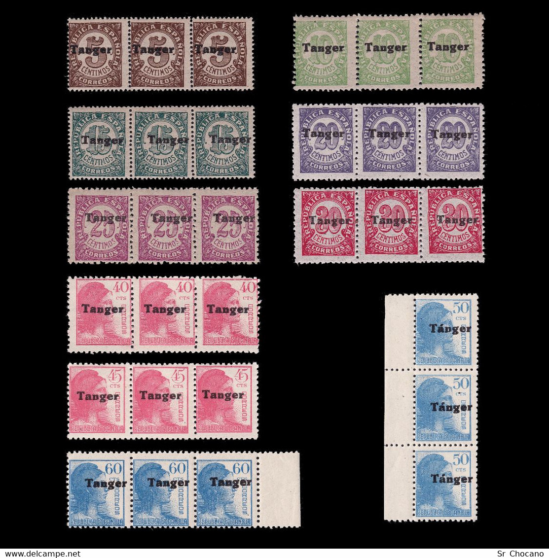 TANGER.1939.España Habilitado.10.Blq3.MNH.Edifil 114-123 - Marianen