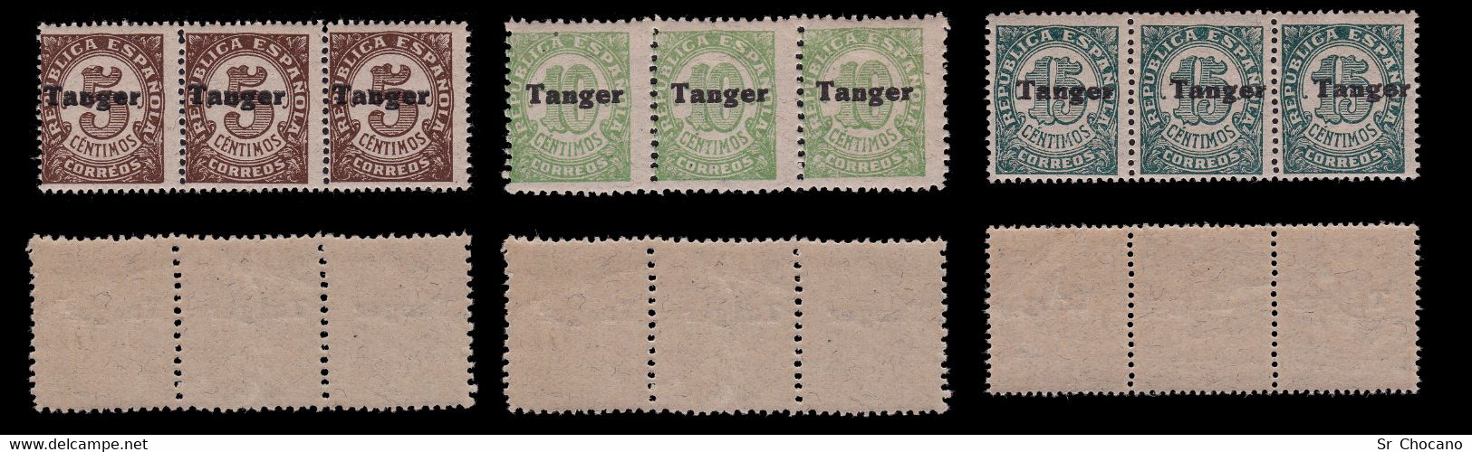 TANGER.1939.España Habilitado.10.Blq3.MNH.Edifil 114-123 - Mariannes