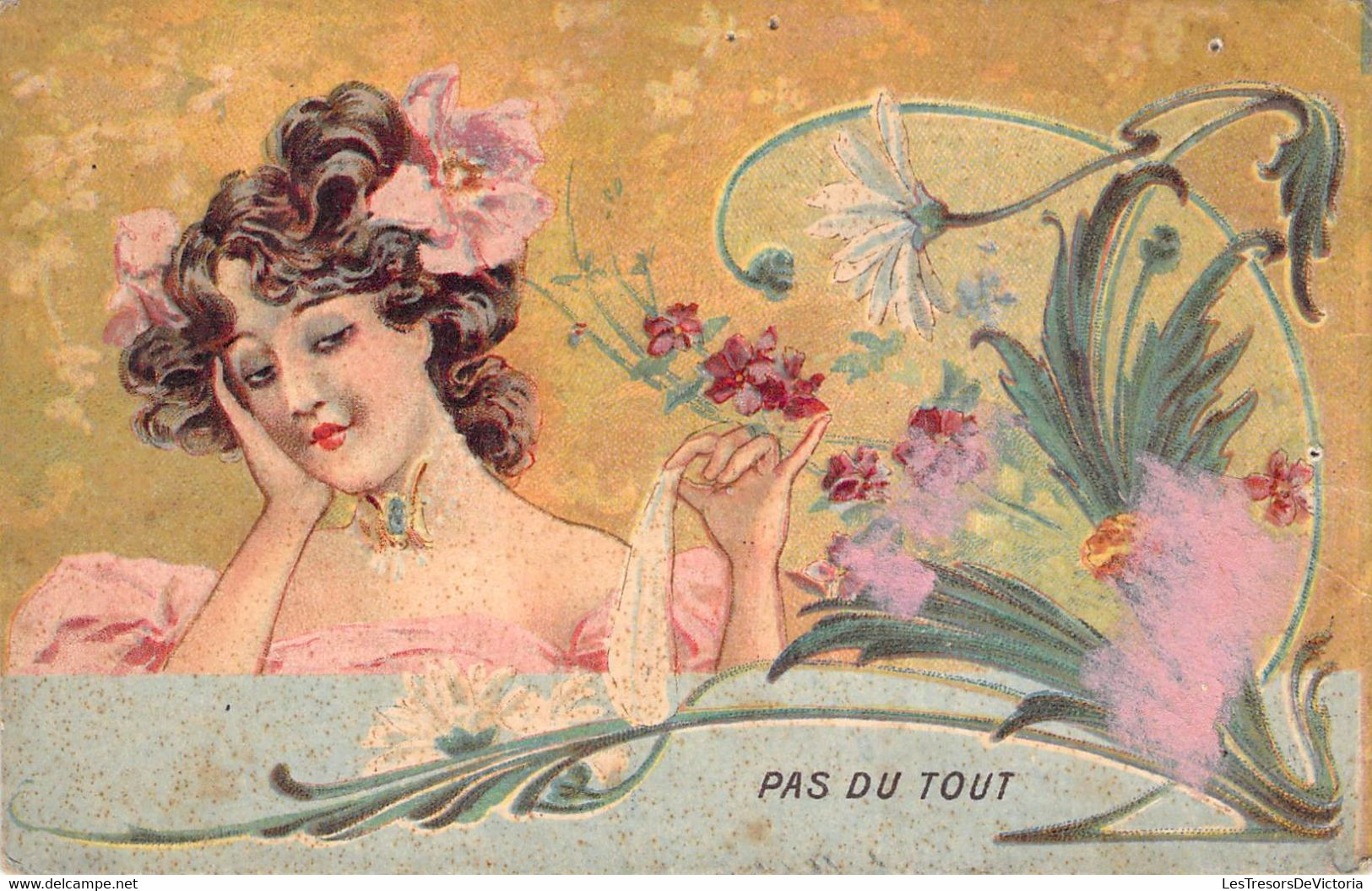 CPA Art Nouveau Femme M'aimera T Il ? Pas Du Tout - 1900-1949