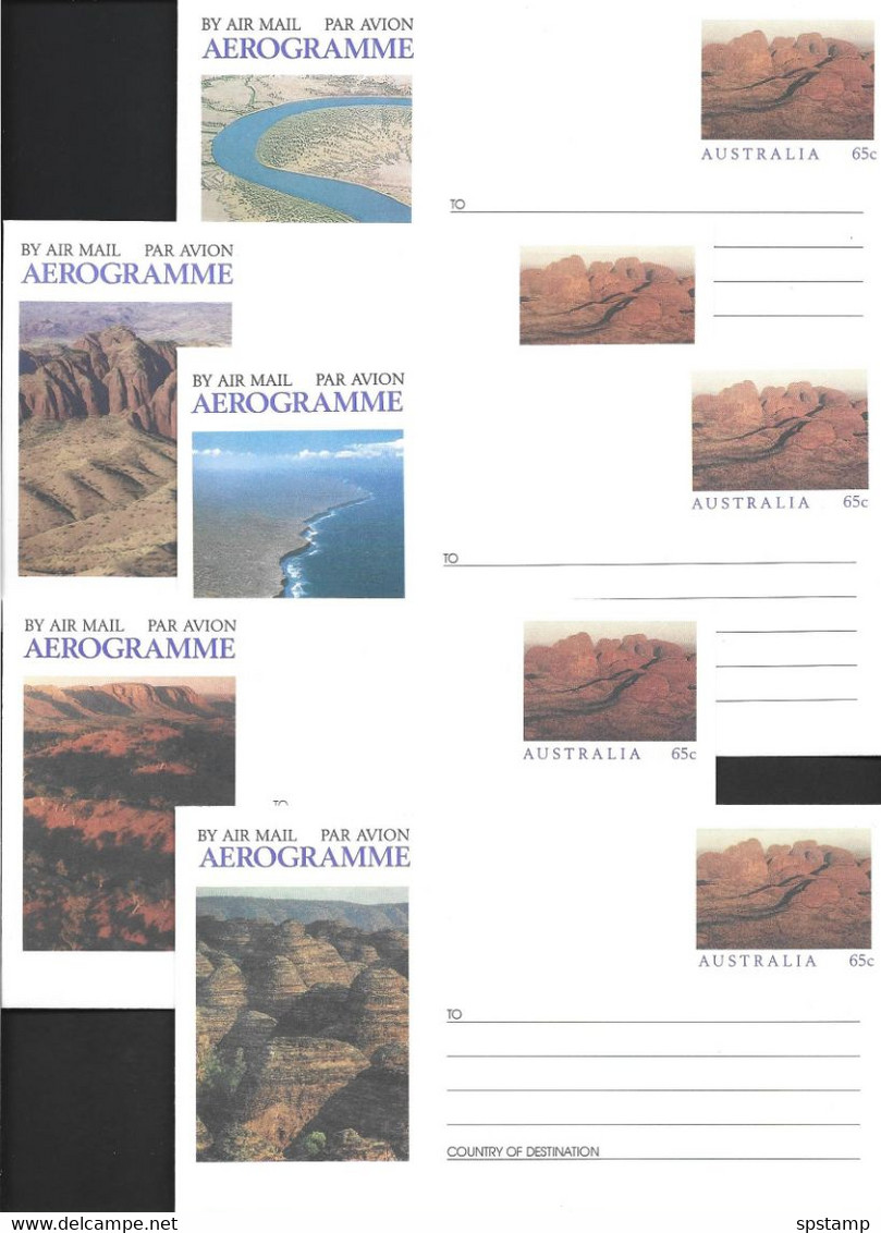 Australia 1990 65 C Outback Landscapes  Aerogramme Set Of 5  Fine Unused - Aérogrammes