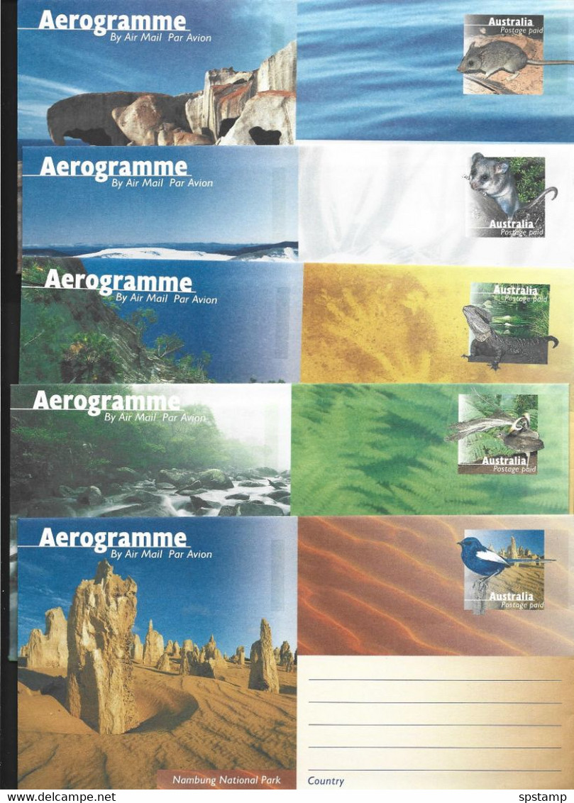 Australia 1997 National Parks Post Paid Aerogramme Set Of 5 Fine Unused - Aérogrammes