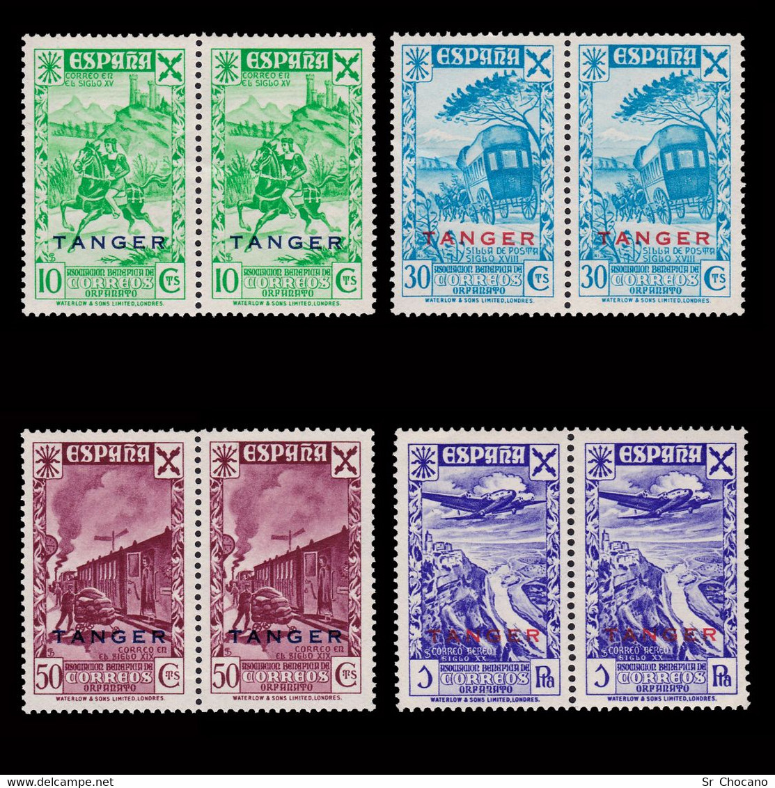 TANGER BENEFICENCIA 1943.Benéficos.4 Valores.Blq 2.MNH Edifil.18-21 - Marruecos Español