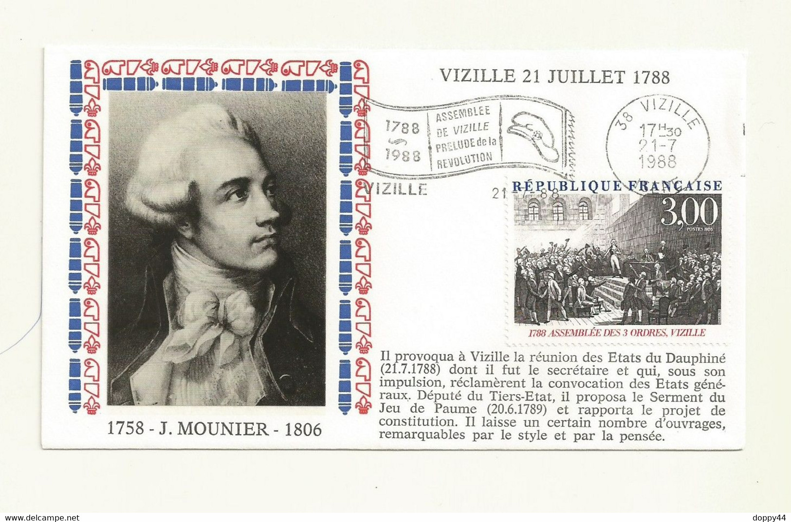 SOUVENIR FDC REVOLUTION FRANCAISE ASSEMBLEE DES 3 ORDRES VIZILLE. - Franse Revolutie