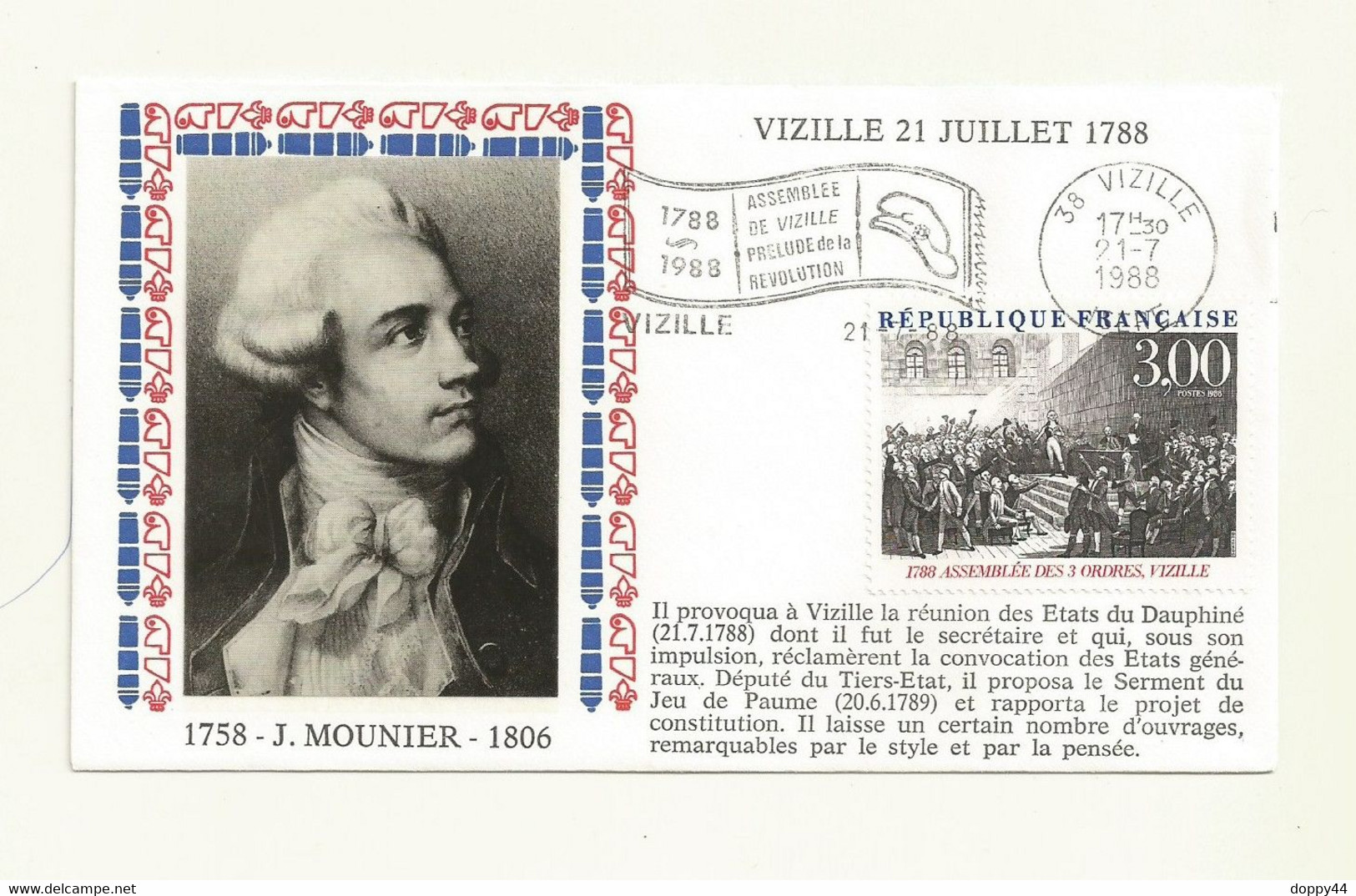 SOUVENIR FDC REVOLUTION FRANCAISE ASSEMBLEE DES 3 ORDRES VIZILLE. - French Revolution