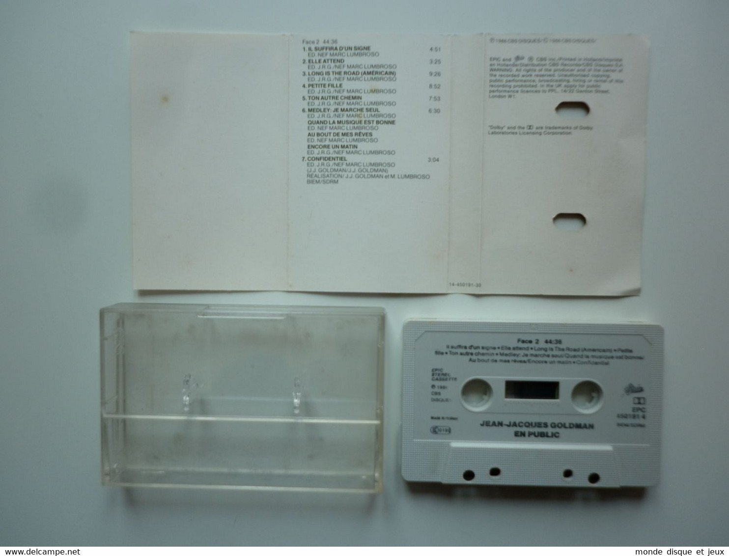 Jean Jacques Goldman Cassette K7 Album En Public - Cassettes Audio