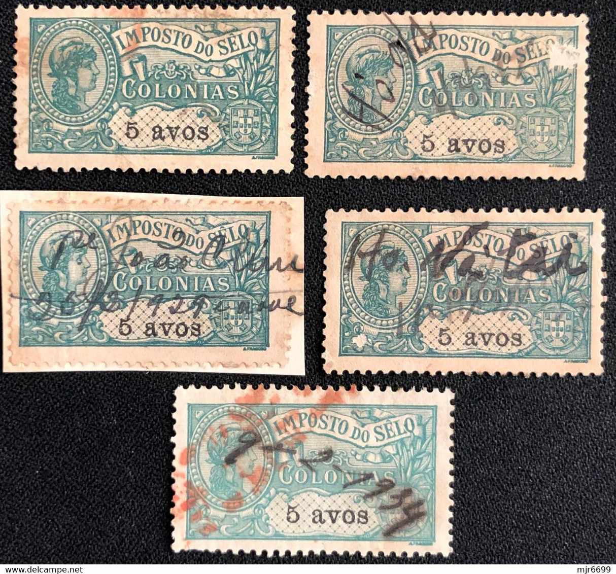 MACAU 1917 REVENUE STAMPS LOT OF 5 ALL USED, PLEASE SEE THE PHOTO - Other & Unclassified