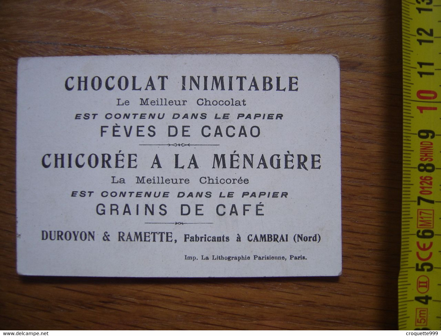 Chromo Chicoree Chocolat A La Menagere PASTEQUES - Duroyon & Ramette
