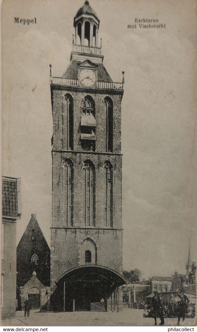 Meppel // Kerktoren Met Vischmarkt 19?? Vlekkig - Meppel