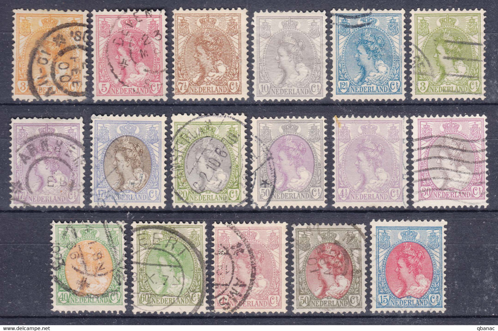 Netherlands 1899/1901/1908/1917/1920/1921 Queen Wilhelmina Mi#53,54,55,56,57,67,68,77,78,79,80,93,94,97,98,105 Mint/used - Usados