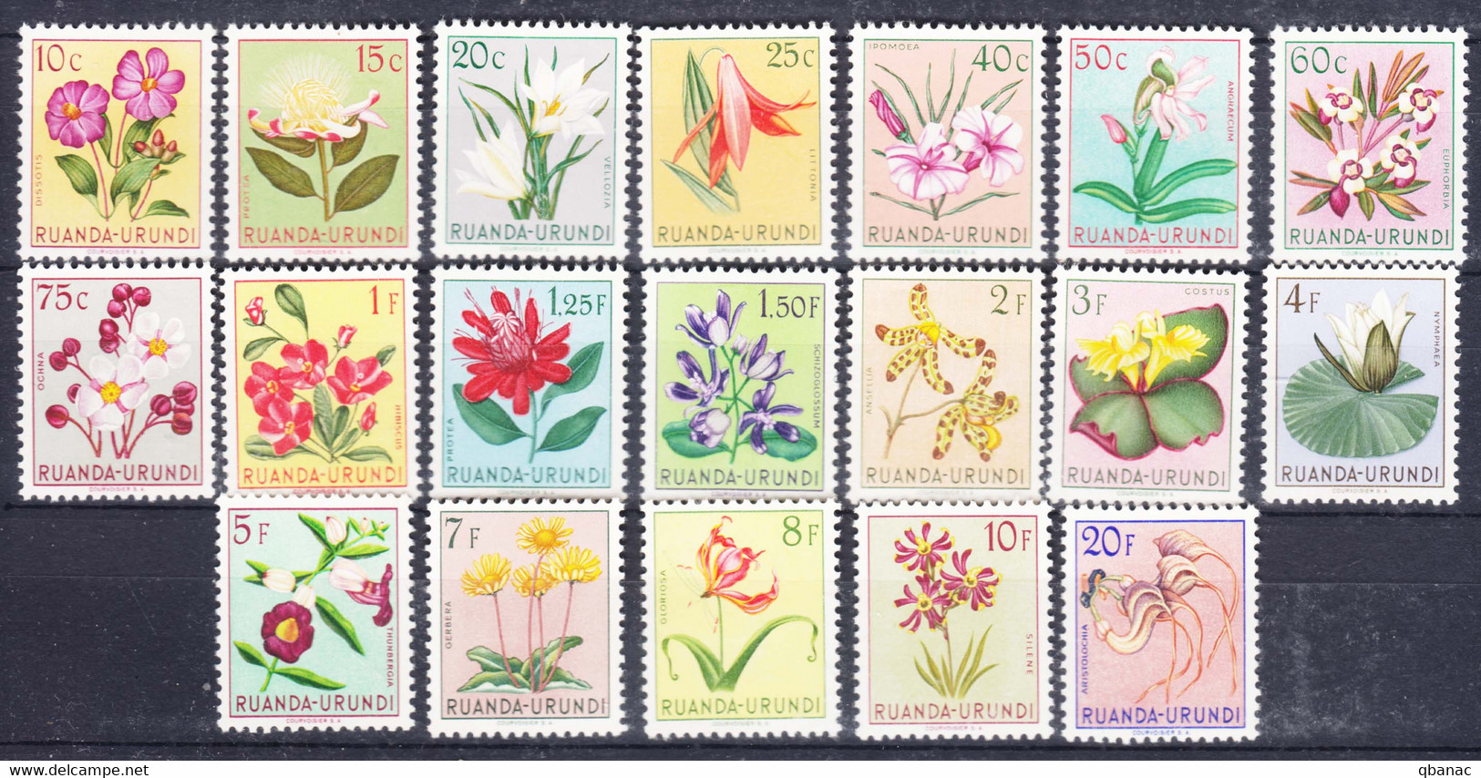 Ruanda-Urundi 1953 Flowers Mi#133-151 Mint Hinged - Ungebraucht