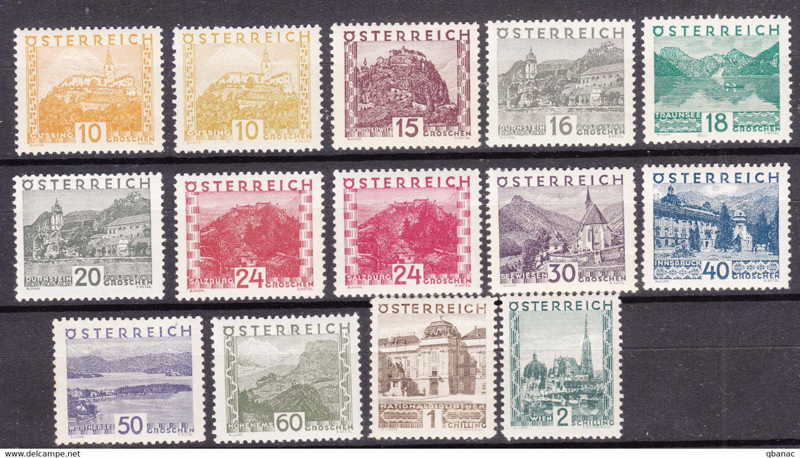 Austria 1929 Big Landscapes Mi#498-511 Mint Hinged - Ungebraucht