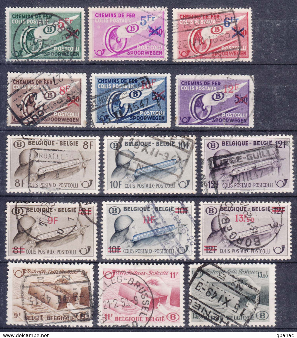 Belgium, Post Paket, Luggage 1938/1946/1947/1948 Several Sets Mi#11-13, 18-20, 21-23, 24-26, 27-29 Used - Equipaje [BA]