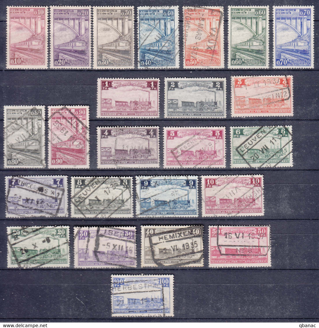 Belgium, Railway 1935 Mi#171-194 Used - Autres & Non Classés