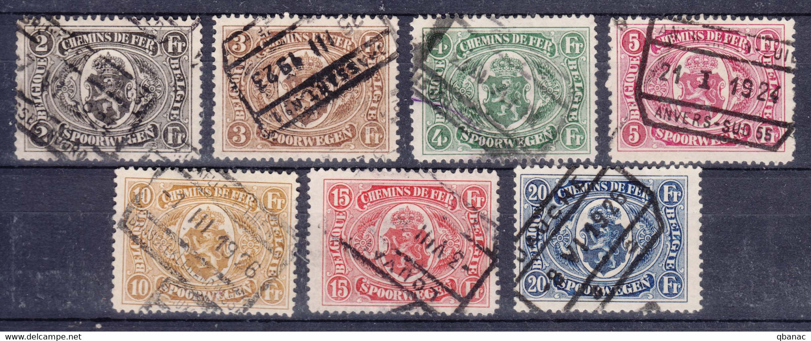 Belgium, Railway 1921 Mi#129-135 Used - Otros & Sin Clasificación