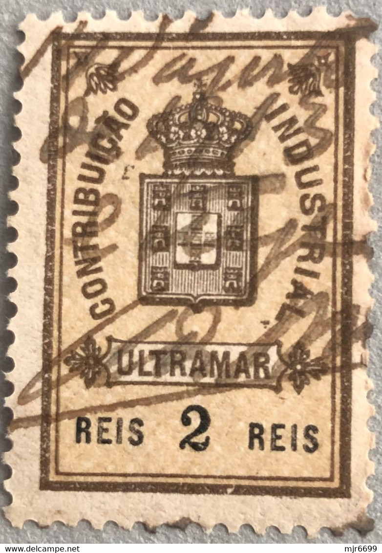 MACAU, 1907 ROYAL COAT OF ARMS INDUSTRIAL TAX STAMPS - 2 REIS.- PB#22 - Andere & Zonder Classificatie