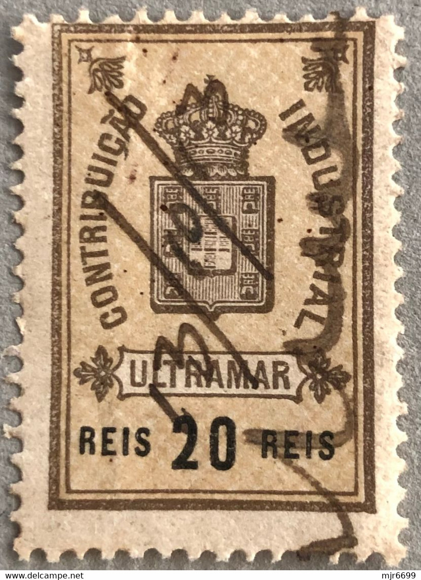 MACAU, 1907 ROYAL COAT OF ARMS INDUSTRIAL TAX STAMPS - 20 REIS.- PB#25 - Autres & Non Classés