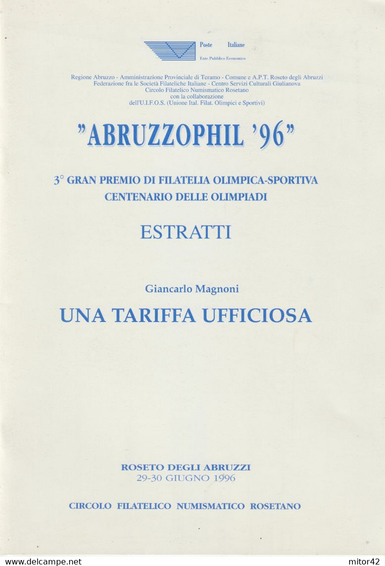 21-sc.2-Collezionismo-filatelia-Giancarlo Magnoni-Una Tariffa Ufficiosa-Abbruzzophil '96 - Collections