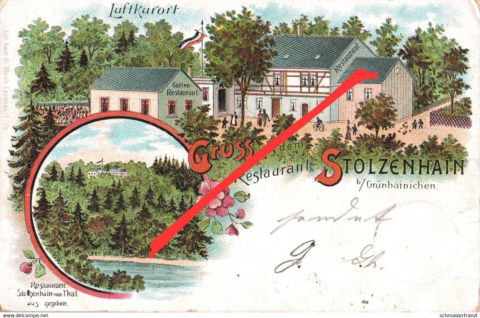 Litho AK Stolzenhain Gasthof Restaurant A Grünhainichen Borstendorf Börnichen Wünschendorf Reifland Lengefeld Rauenstein - Lengefeld