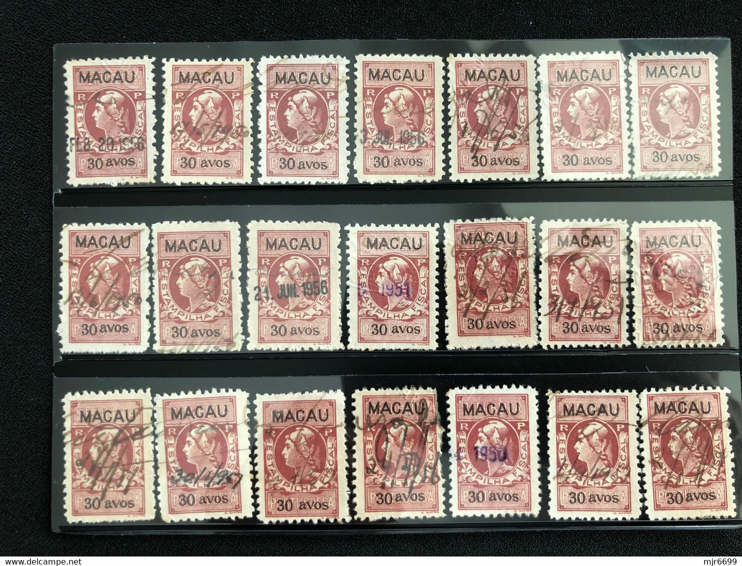 MACAU 1944 REVENUE STAMPS LOT OF OF 21- 30AVOS - Otros & Sin Clasificación