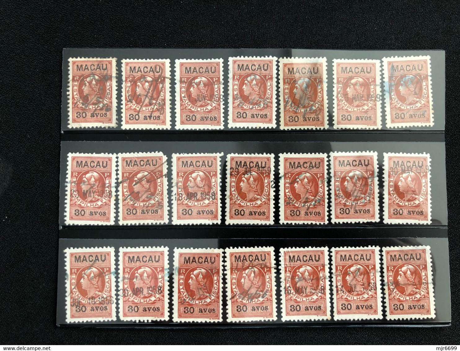 MACAU 1937 REVENUE STAMPS LOT OF OF 21- 30AVOS - Other & Unclassified