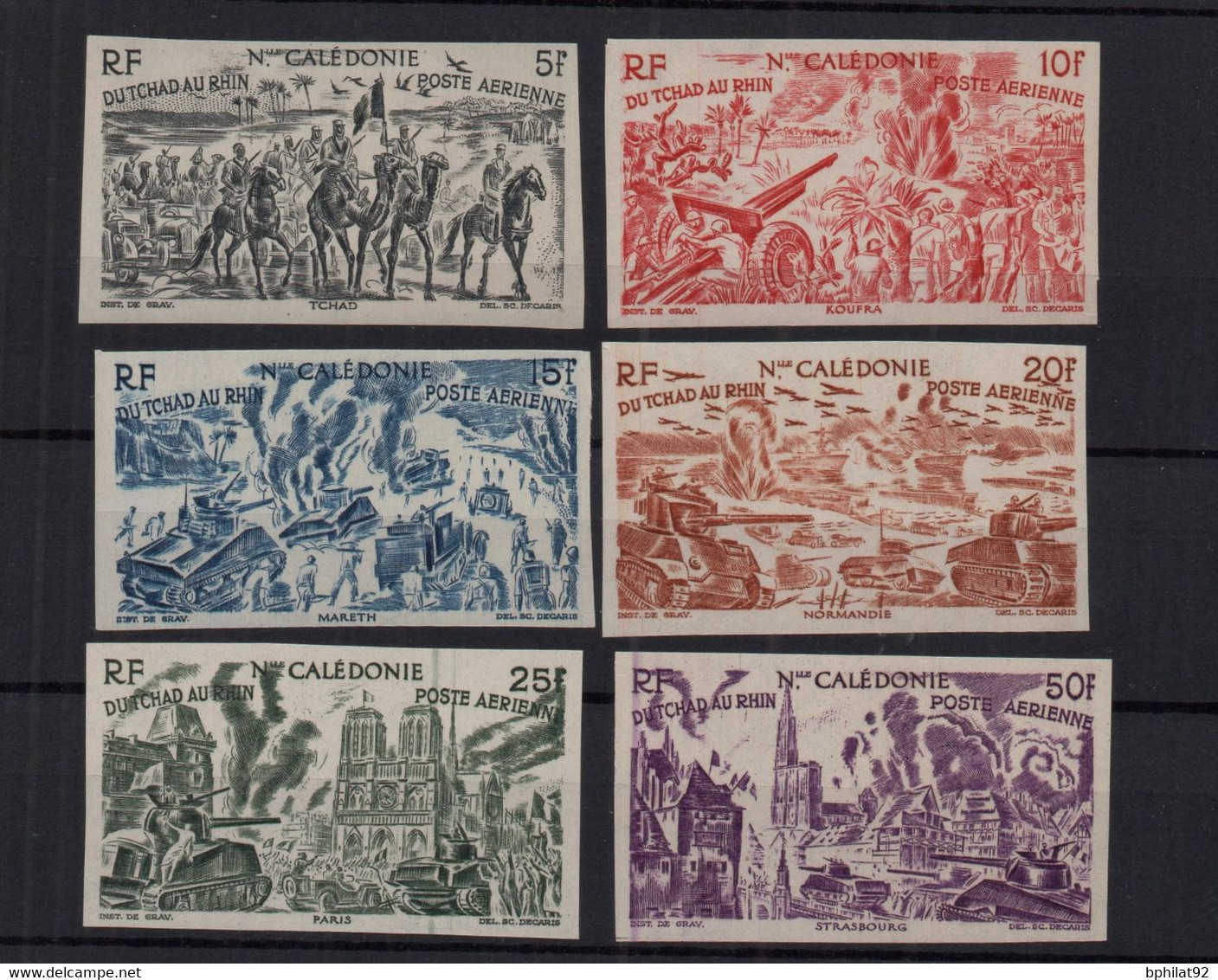 !!! NOUVELLE CALEDONIE, SERIE PA TCHAD AU RHIN N°55/60 NON DENTELEE NEUVE ** - Unused Stamps