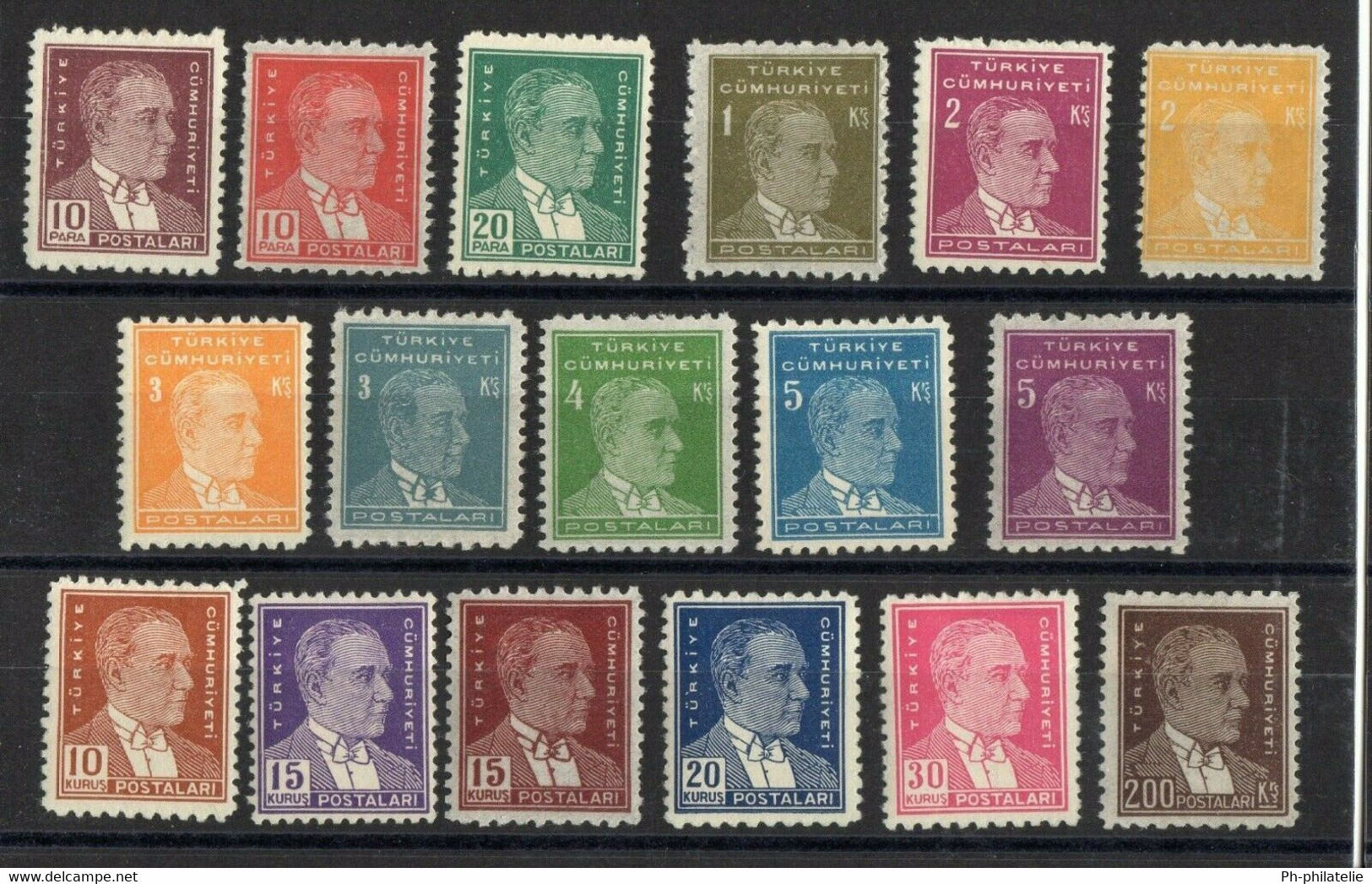 TURQUIE: SERIE COMPLETE DE 17 TIMBRES NEUF* N°1110/1119A - Neufs