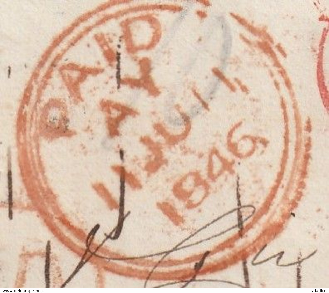 1846 - Lettre Pliée En Anglais En Port Payé De London, Londres Vers Grenoble Puis Lyon -  Via Boulogne - Postmark Collection