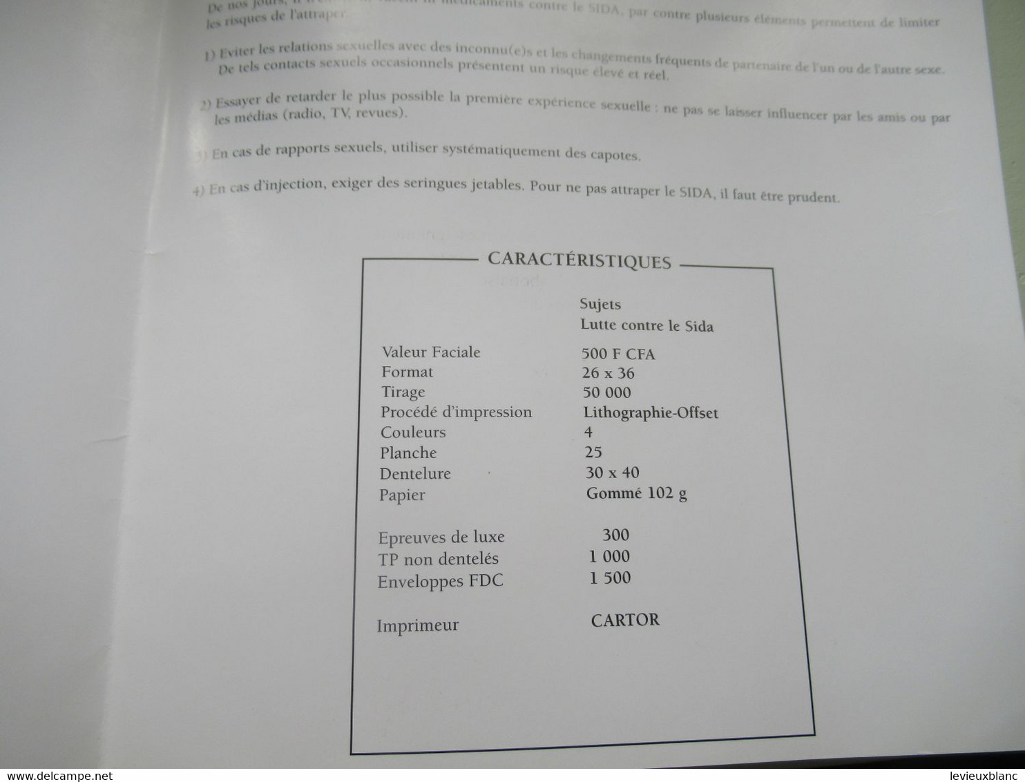 Prospectus D'information D'émission D'un Nouveau Timbre Poste/ Lutte Contre Le SIDA/Office Des P &T/GABON/2002  TIMB152 - Gabón (1960-...)